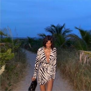 Rat & Boa zebra print mini dress XS summer